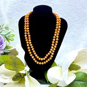 Champagne Luster Faceted Rondelle Beaded Necklace